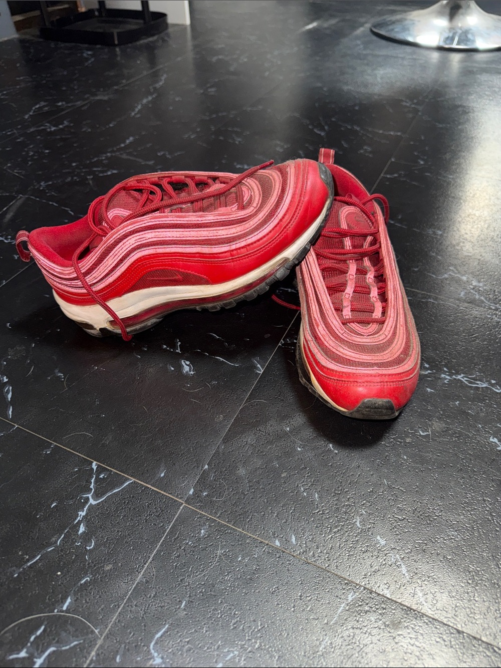 Nike Women's Red and White Air Max-Style Sneakers